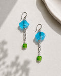 Atelier N°8 LULA Lagoon handmade blue and green glass drop earrings