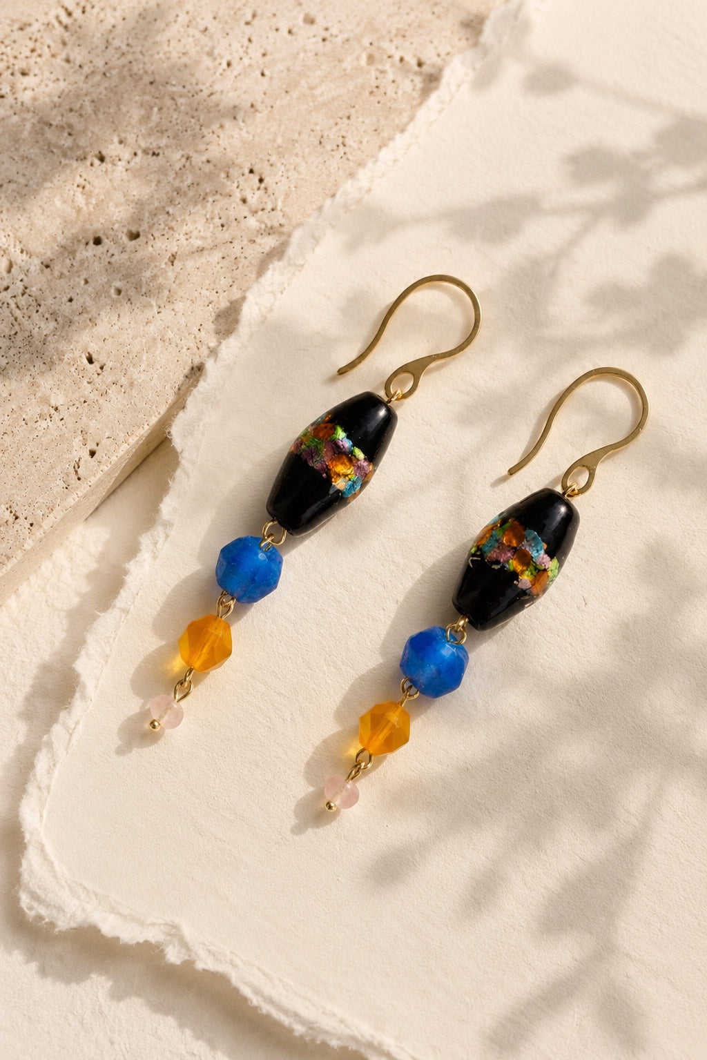Pair of Atelier N°8 Midnight Mosaic handcrafted glass earrings