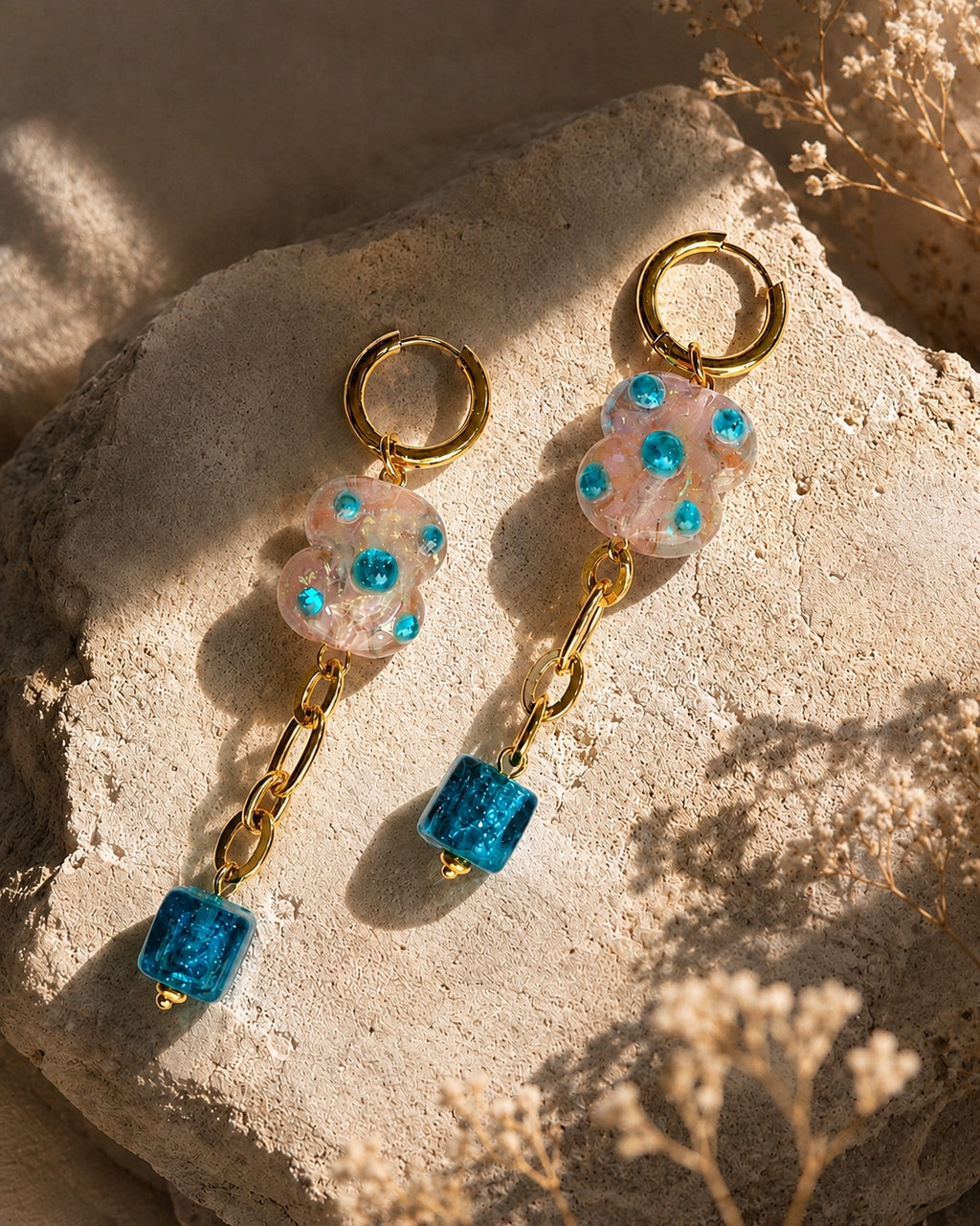 LULA Aqua Bloom handmade earrings product photo
