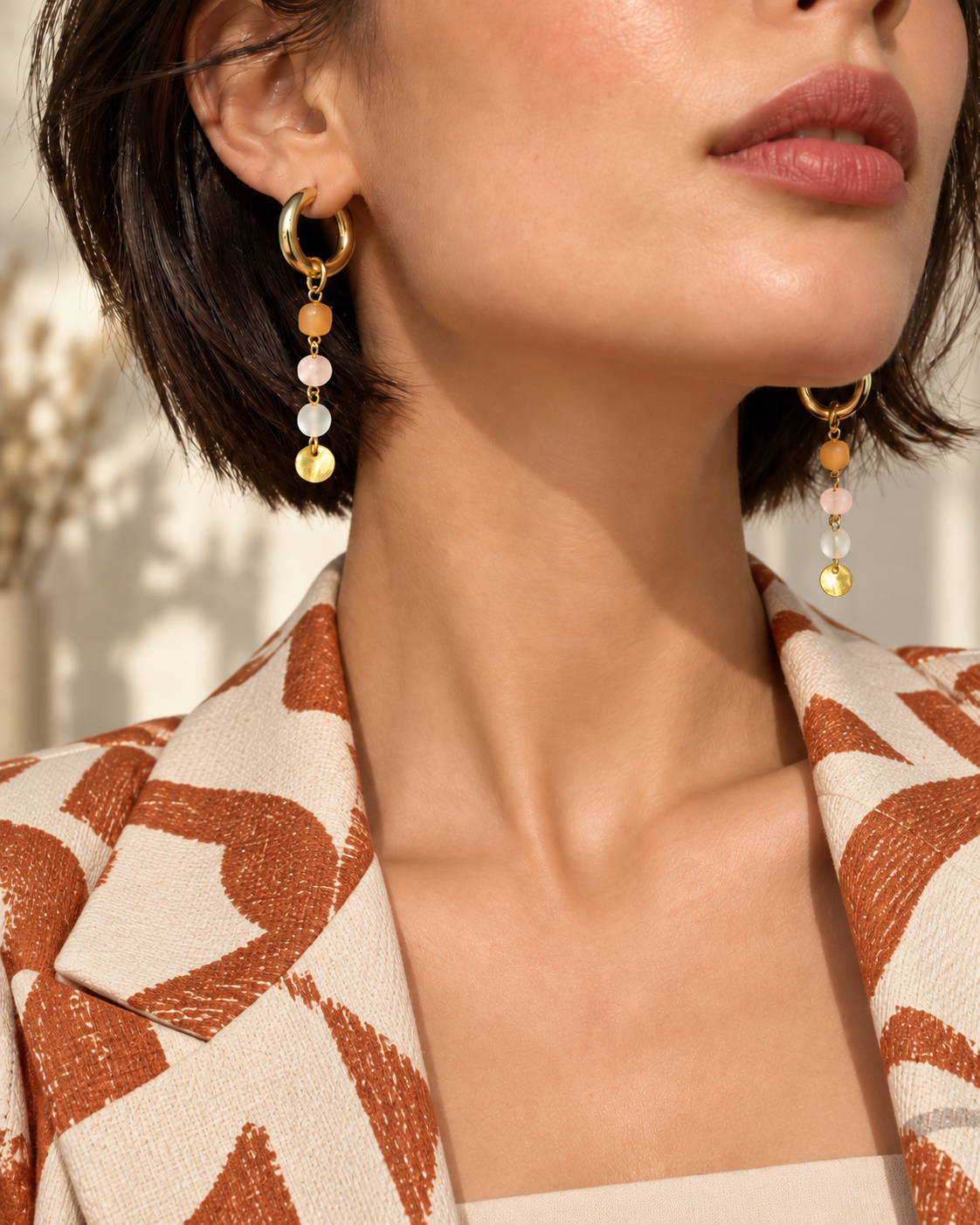 LULA Sunset Drop Earrings worn by model